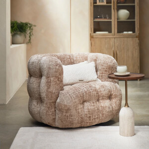 Rivièra Maison Draaifauteuil 'Arosa' Chenille, kleur Taupe