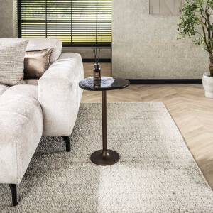 LifestyleFurn Organische Bijzettafel 'Cassidi' Glas, 38 x 33cm, kleur Koper Antiek
