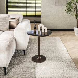 LifestyleFurn Organische Bijzettafel 'Cassidi' Glas, 50 x 42cm, kleur Koper Antiek