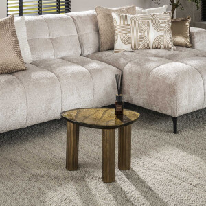 LifestyleFurn Organische Salontafel 'Cassidi' Glas, 51 x 37cm, kleur Goud Antiek
