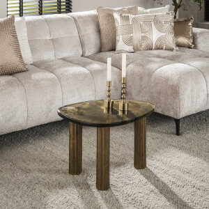 LifestyleFurn Organische Salontafel 'Cassidi' Glas, 62 x 45cm, kleur Goud Antiek