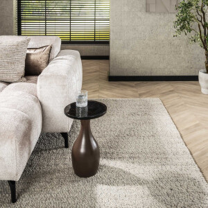LifestyleFurn Ronde Bijzettafel 'Cassidi' Glas, 30cm, kleur Koper Antiek
