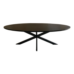 Livingfurn Ovale Eettafel 'Jesper' Mangohout, 240 x 110cm, kleur Zwart