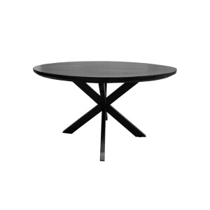 Livingfurn Ronde Eettafel 'Jesper' Mangohout, 130cm, kleur Zwart