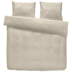 2e Halve Prijs Leen Bakker - Dekbedovertrek Juliette Tufted - Zand - 200x220 Cm - Microvezel - Beige