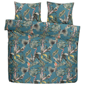 2e Halve Prijs Leen Bakker - Dekbedovertrek Sophia Bloemen - 200x200/220 Cm - Katoen Satijn - Blauw
