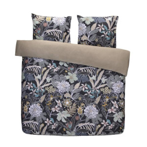 2e Halve Prijs Leen Bakker - Dekbedovertrek Esmee - Antraciet - 200x200/220 Cm - Katoen Satijn - Grijs