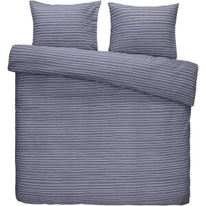 2e Halve Prijs Leen Bakker - Dekbedovertrek Rees - Blauw - 240x200 Cm - Katoen/Polyester - Grijs