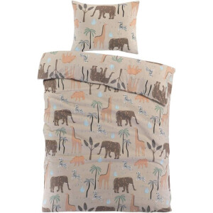 2e Halve Prijs Leen Bakker - Dekbedovertrek Benji - Zand - 140x200 Cm - Katoen - Beige