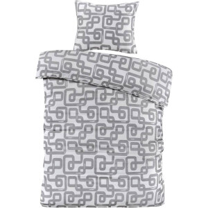 2e Halve Prijs Leen Bakker - Dekbedovertrek Malaga - 140x220 Cm - Polyester - Grijs