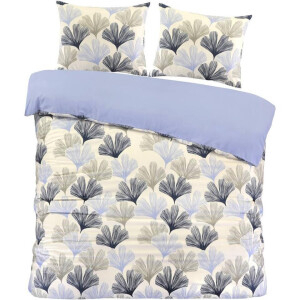2e Halve Prijs Leen Bakker - Dekbedovertrek Boaz - Wit/blauw - 200x220 Cm - Polyester - Wit#Blauw