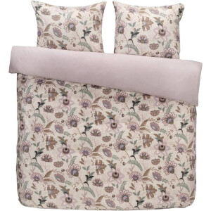2e Halve Prijs Leen Bakker - Dekbedovertrek Lina - Beige/roze - 200x200/220 Cm - Katoen - Beige#Roze