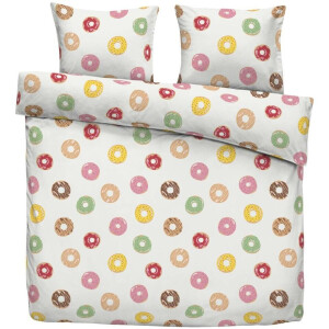 2e Halve Prijs Leen Bakker - Dekbedovertrek Hailey - Wit/roze - 200x200 Cm - Polyester - Wit#Roze