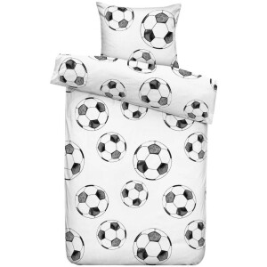 2e Halve Prijs Leen Bakker - Dekbedovertrek Frenkie - Wit/zwart - 140x200 Cm - Polyester - Wit#Zwart