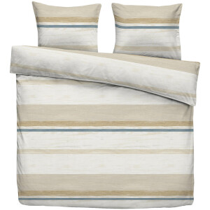 Leen Bakker - Dekbedovertrek Leo - /blauw - 240x200/220 Cm - Katoen - Beige