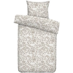 Leen Bakker - Dekbedovertrek Aline - Wit/taupe - 140x200/220 Cm - Katoen - Wit#Taupe