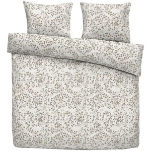 Leen Bakker - Dekbedovertrek Aline - Wit/taupe - 200x200/220 Cm - Katoen - Taupe#Wit