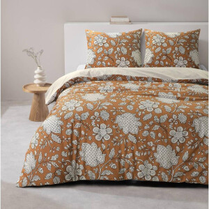 Leen Bakker - Dekbedovertrek May - Terra/bruin - 240x200/220 Cm - Katoen - Beige