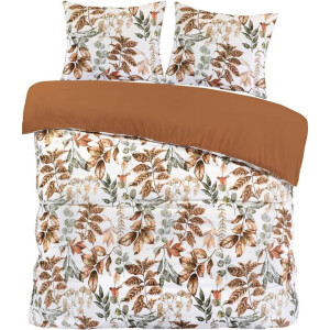 2e Halve Prijs Leen Bakker - Dekbedovertrek Celina - Wit/terra - 200x220 Cm - Microvezel - Wit#Rood