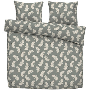 Leen Bakker - Dekbedovertrek Line - Grijs/groen - 200x200 Cm - Katoen - Groen#Grijs