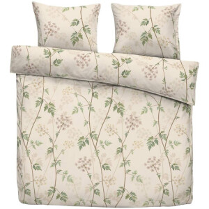 2e Halve Prijs Leen Bakker - Dekbedovertrek Vera - Beige/groen - 240x220 Cm - Katoen/Polyester - Beige#Groen