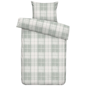 2e Halve Prijs Leen Bakker - Dekbedovertrek Laurens - Off-white/ - 140x200/220 Cm - Polyester/Katoen - Groen