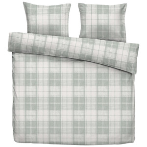 2e Halve Prijs Leen Bakker - Dekbedovertrek Laurens - Off-white/ - 200x200/220 Cm - Polyester/Katoen - Groen