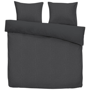 Leen Bakker - Dekbedovertrek Cozy Contour - Antraciet - 200x220 Cm - Polyester - Grijs