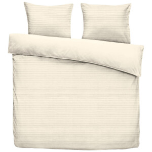 2e Halve Prijs Leen Bakker - Dekbedovertrek Pluch Lines - Off-white - 200x220 Cm - Polyester - Wit#Crème