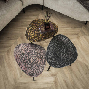 LifestyleFurn Organische Salontafel 'Renée' Driehoekig, Set van 3 stuks