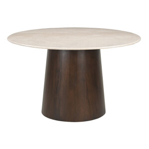 Brix Ronde Eettafel 'Bottecino' Marmer en mangohout, 130cm