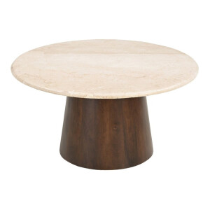 Brix Ronde Salontafel 'Bottecino' Marmer en mangohout, 75cm