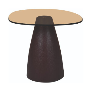 Sohome Bijzettafel 'Jacky' Glas en gecoat staal, 50 x 43cm, kleur Bruin