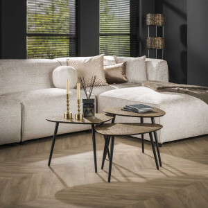 LifestyleFurn Organische Salontafel 'Corky' Metallic, Set van 3 stuks