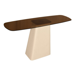Brix Sidetable 'Mylon' Glas en gecoat staal, 140cm