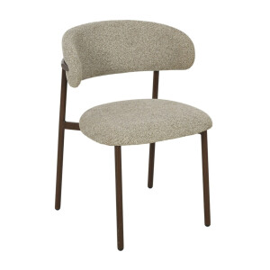 Livingfurn Eetkamerstoel 'Micah' Stof en hout, kleur Walnoot