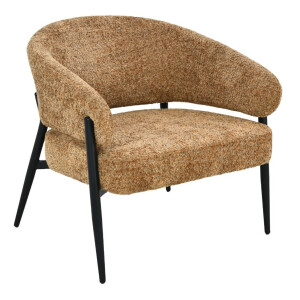 Livingfurn Fauteuil 'Dilan' Chenille, kleur Cognac