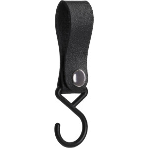 QUVIO Ophanghaak met leren bandje - Kledinghaken - Kledinghangers - Opbergen - Haken - Keukenhaken - Plastic - Leer - Ophanghaken - Zwart