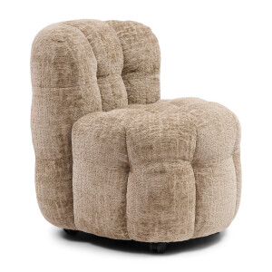 Rivièra Maison Eetkamerstoel 'Arosa' Op wielen, Chenille, kleur Taupe