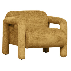 WOOOD Fauteuil 'Lenny' Structure Velvet, kleur Goudgeel