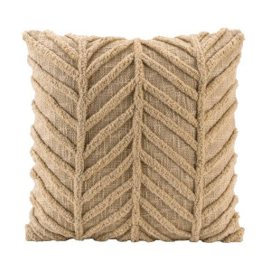 2e Halve Prijs Leen Bakker - Sierkussen Boas- Camel - 45x45 Cm - Polyester - Wit