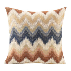 2e Halve Prijs Leen Bakker - Sierkussen Ward - Off-white/bruin - 45x45 Cm - Polyester - Multikleur#Bruin#Blauw#Wit
