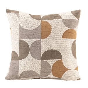 2e Halve Prijs Leen Bakker - Sierkussen Jesper - Off-white/bruin/grijs - 45x45 Cm - Polyester - Multikleur#Wit#Grijs#Bruin