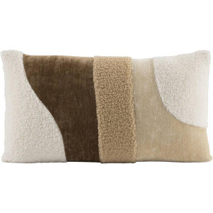 2e Halve Prijs Leen Bakker - Sierkussen Brent - Beige/crème - 30x50 Cm - Polyester - Bruin#Crème#Multikleur#Beige