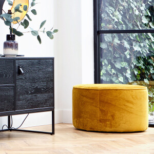 WOOOD Poef 'Sara' laag, kleur Okergeel