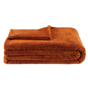 1+1 Gratis Leen Bakker - Plaid Niek XXL - Caramel - 240x220 Cm - Polyester - Bruin