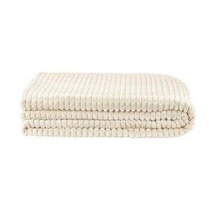 Leen Bakker - Plaid Kyra XXL - 240x220 Cm - Fleece/Polyester - Beige