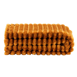 1+1 Gratis Leen Bakker - Plaid Zaira - Caramel - 130x170 Cm - Polyester - Bruin