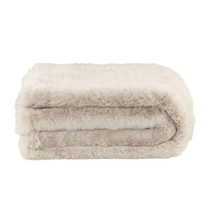 Leen Bakker - Plaid Donnie - Zand - 130x160 Cm - Polyester - Wit