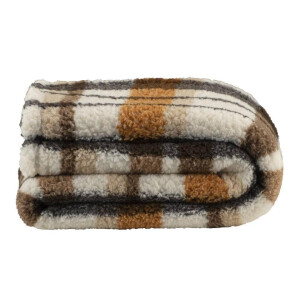 Leen Bakker - Plaid Teddy - Off-white - 130x170 Cm - Teddy/Polyester - Oranje#Multikleur#Wit